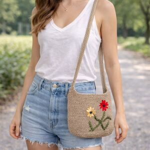Small Fabric Woven Crossbody Bag